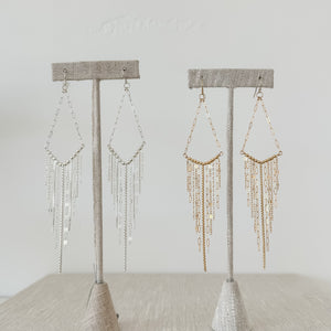 V fringe earrings