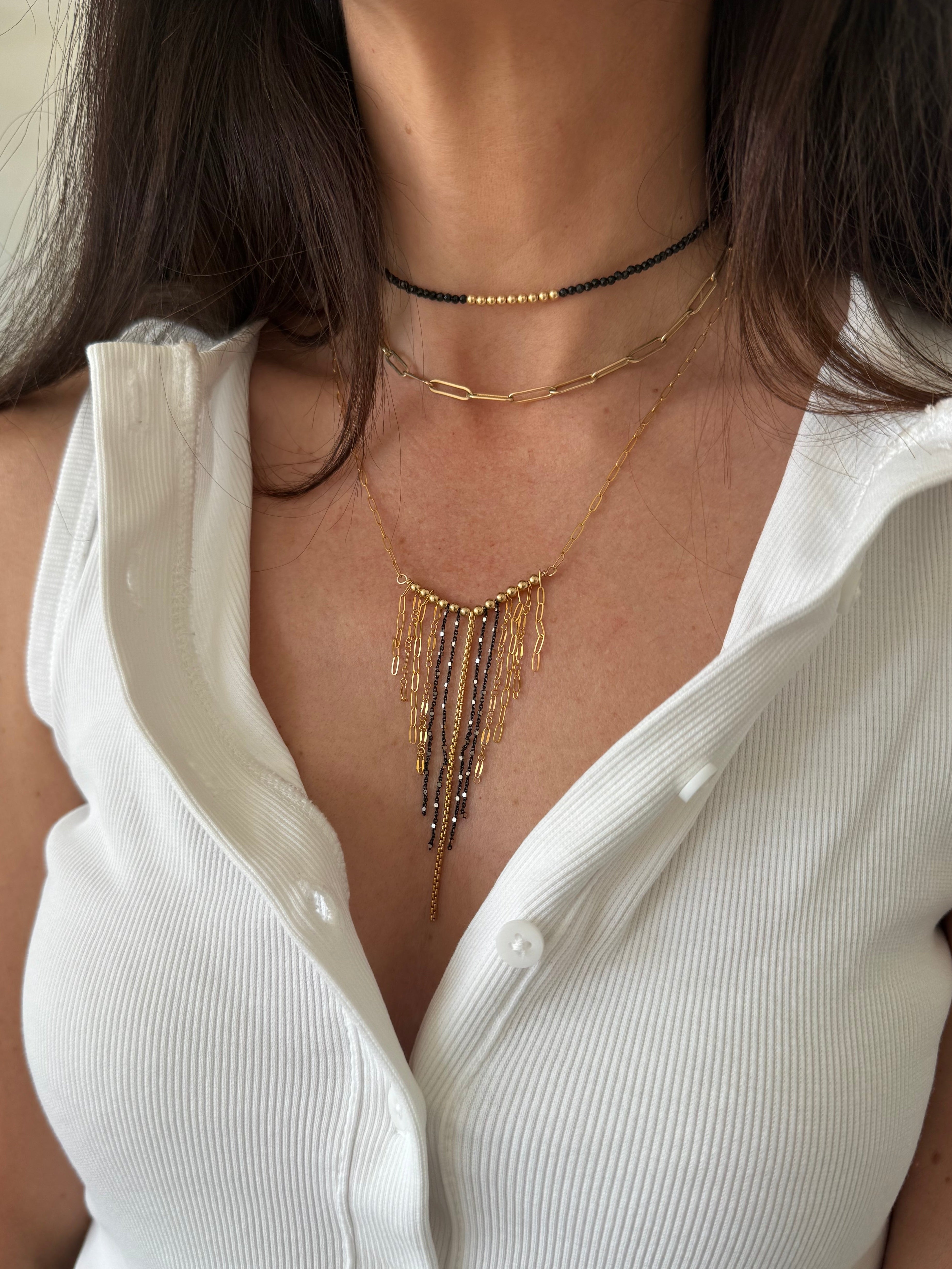 V fringe Necklace – Maya Bauman Design