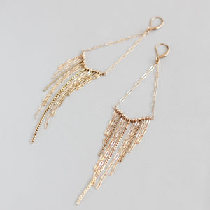 V fringe earrings