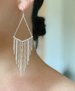 V fringe earrings